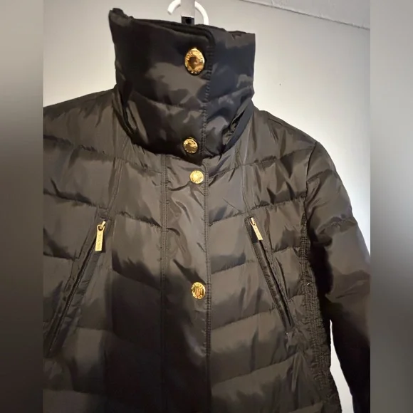Michael Kors Women's Long Puffer Coat Size small black with gold see pics* - Picture 11 of 16
